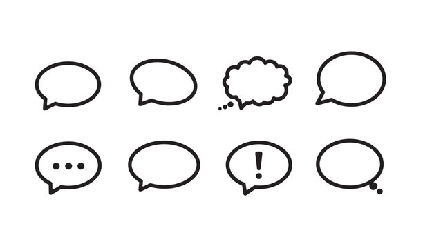 Set of various stylized black silhouette speech bubbles for communication dialogue and messaging design elements