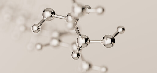 Elegant silver molecular structure 3d rendering. Cosmetic product formula concept background