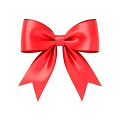 Fototapeta premium A red ribbon bow with two tails, isolated on a png background