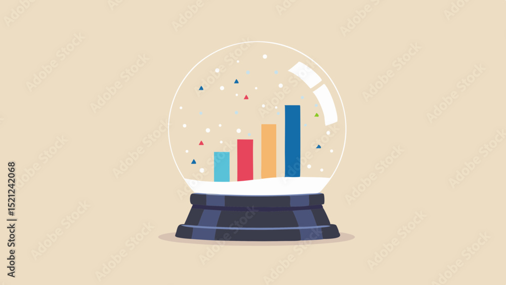 Aufkleber snow globe containing a rising bar graph with red and blue triangles scattered inside the globe