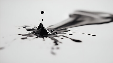 A single drop of ink on a blank sheet, spreading out and distorting the page, symbolizing the unpredictable nature of creation and thought