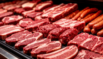 Meat Steaks on a Counter: A Realistic Food Presentation
