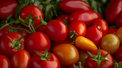 Closeup View Of Vibrant Red And Orange Tomatoes