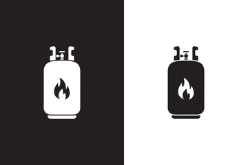 Gas Cylinder with Flame Icon
