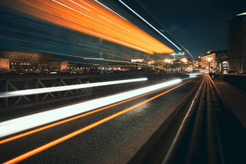 Light trails from traffic in city
