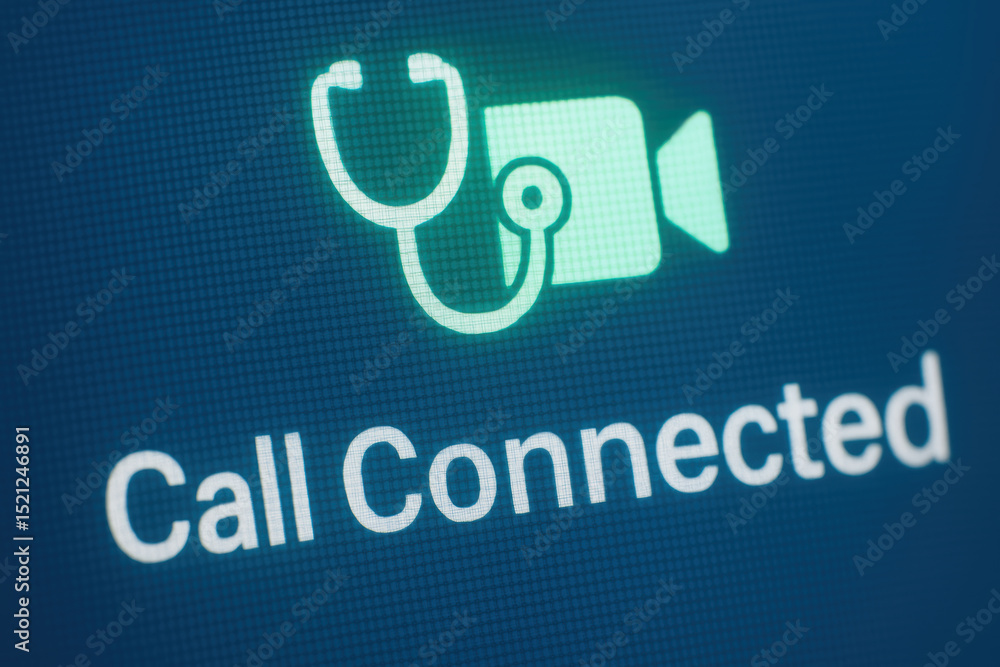 Poster healthcare call center tech enables patient consultation through video connection for efficient medi