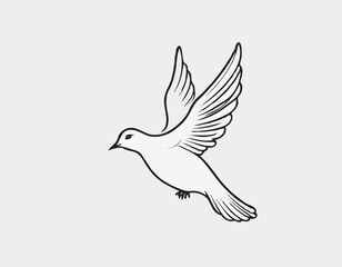 Tranquil Dove Line Sketch, Symbol of Peace and Harmony, Ideal for Inspirational Designs