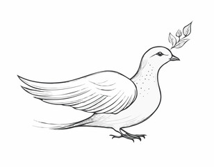 Tranquil Dove Line Sketch, Symbol of Peace and Harmony, Ideal for Inspirational Designs