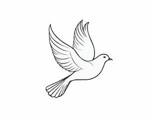 Tranquil Dove Line Sketch, Symbol of Peace and Harmony, Ideal for Inspirational Designs
