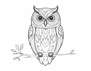 Intriguing Owl Line Art Design Showcasing Wisdom and Mystery
