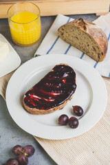 Rustic Bread Slice with Fruit Jam