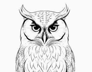 Intriguing Owl Line Art Design Showcasing Wisdom and Mystery