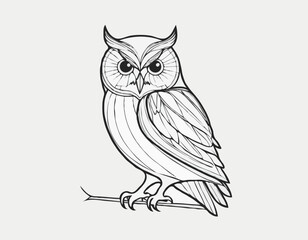 Intriguing Owl Line Art Design Showcasing Wisdom and Mystery
