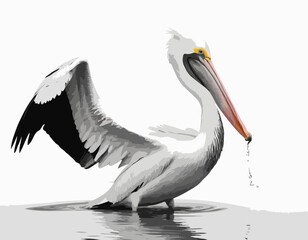 Serene Pelican Line Art Drawing Reflecting Tranquility and Grace