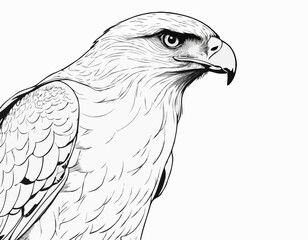Powerful Hawk Line Art Sketch Embodying Strength and Focus
