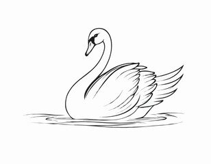 Graceful Swan Line Drawing, Elegant Minimalist Artwork for Nature Enthusiasts