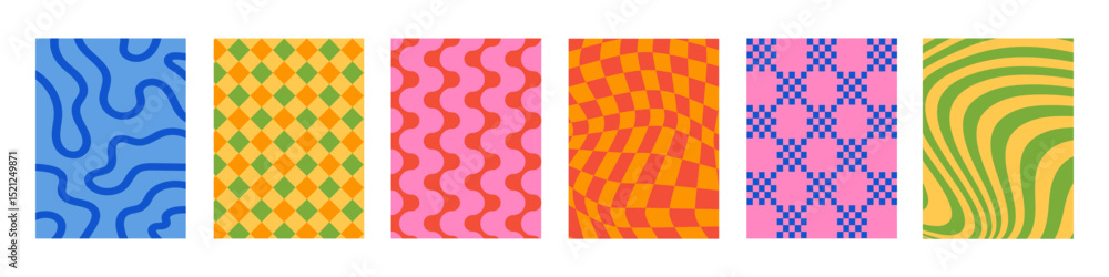 Fototapete Set of Abstract vertical geometric backgrounds with colorful shapes and forms. Trendy vector illustration in style retro