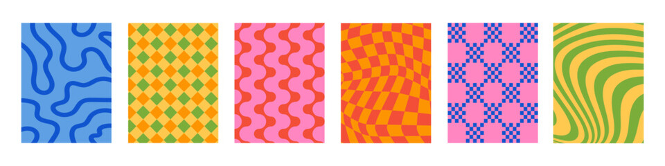 Set of Abstract vertical geometric backgrounds with colorful shapes and forms. Trendy vector illustration in style retro