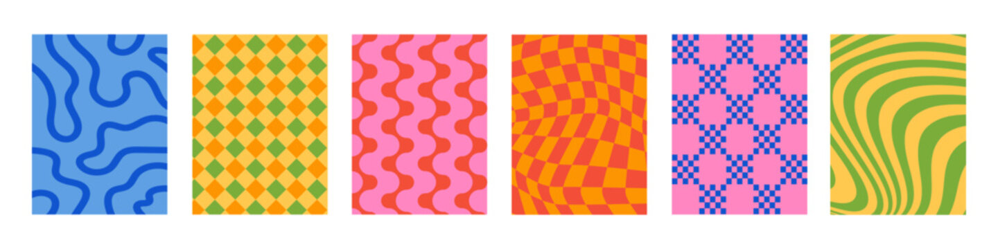 Set of Abstract vertical geometric backgrounds with colorful shapes and forms. Trendy vector illustration in style retro