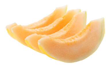 Golden Melon slices isolated on a transparent background
