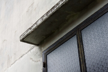 Rustic Architectural Detail Weathered Concrete Wall Window Frame Vintage Glass Pane Architectural...