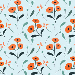 Mid-Century Modern Geometric Seamless Vector Pattern with Monochromatic Tones and Bold Accent for Contemporary Textile and Wallpaper Applications