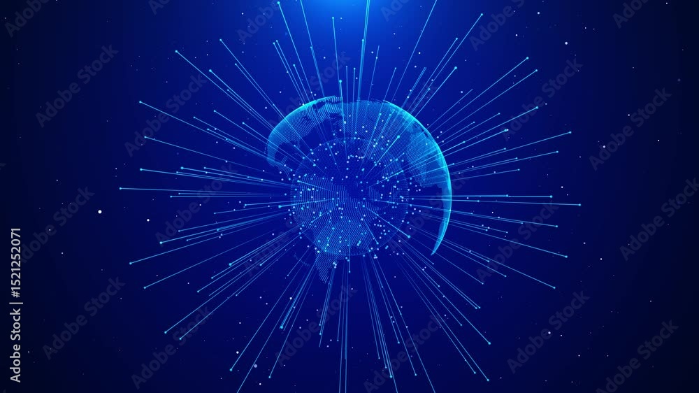 Poster digital network earth. global wireless connection internet. modern business technology. digital holo