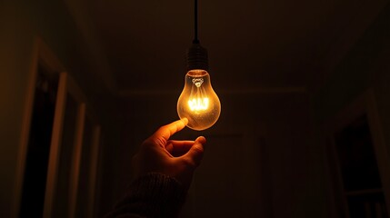Illumination: A hand gently holds a glowing light bulb, illuminating the darkness.  The warm light creates a sense of hope and discovery.