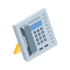 Grab this isometric icon of vintage landline phone device
