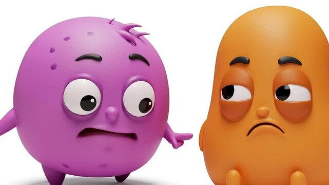 Cartoon characters discussing an issue with expressive faces 