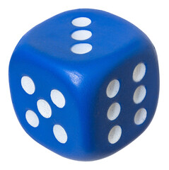 Blue die showing three on top cut out