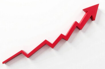 red ascending arrow zigzag. upward trend in the economy. growing business