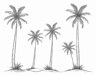 Line Art Illustration of Palm Trees