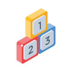 A well designed isometric icon of math digits