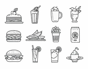 Contemporary Food and Drink Linear Icons for Culinary Blogs