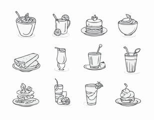 Contemporary Food and Drink Linear Icons for Culinary Blogs