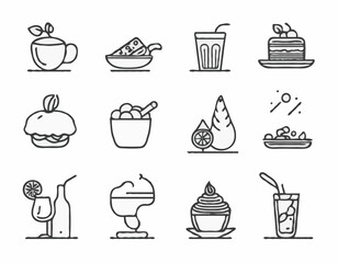 Contemporary Food and Drink Linear Icons for Culinary Blogs