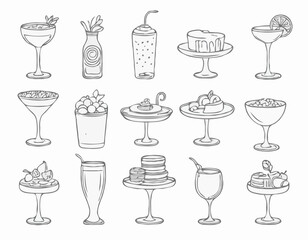Contemporary Food and Drink Linear Icons for Culinary Blogs