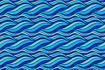 seamless ocean wave pattern with abstract blue water lines for marine and aquatic design themes