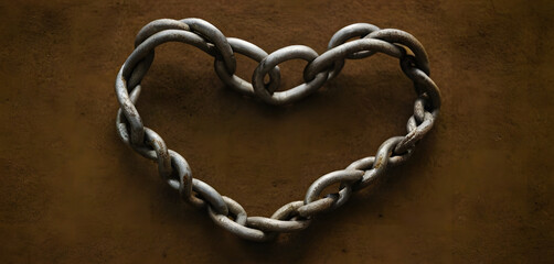 Obraz premium Metal love heart symbolizing strength and enduring affection with a sleek industrial finish.