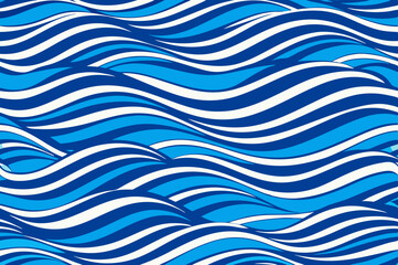 seamless ocean wave pattern with abstract blue water lines for marine and aquatic design themes