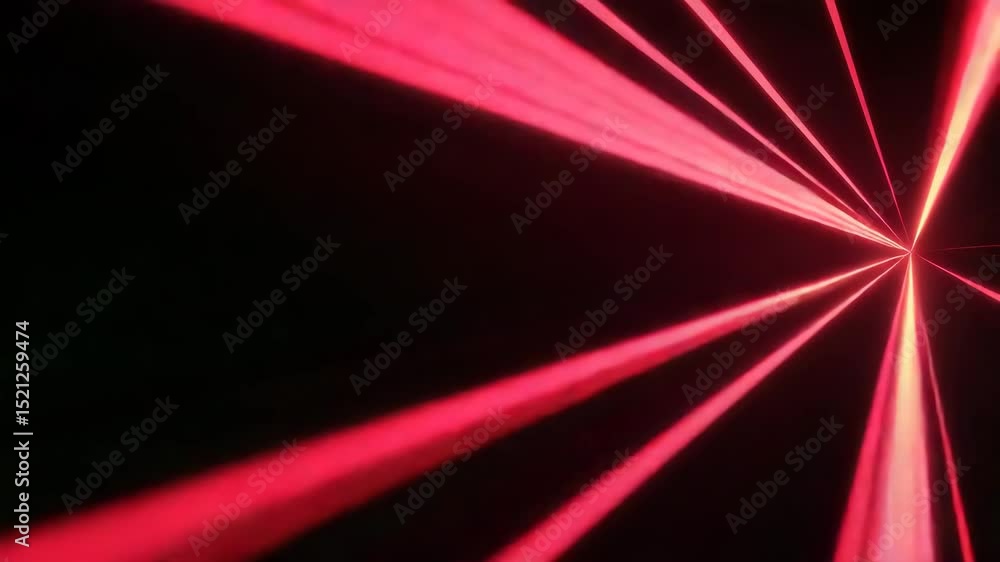 Wall mural red laser beams radiate and cross in dark space, creating dynamic energy pattern with bright glowing