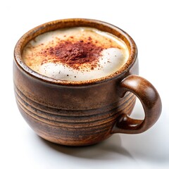 Cappuccino In A Rustic Ceramic Mug With Thick Foam Photo