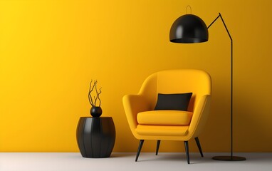 Yellow armchair in a bold modern space