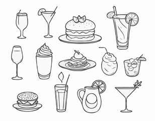 Trendy Minimalistic Food and Drink Symbols for Modern Menus