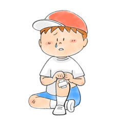 膝を怪我した男の子