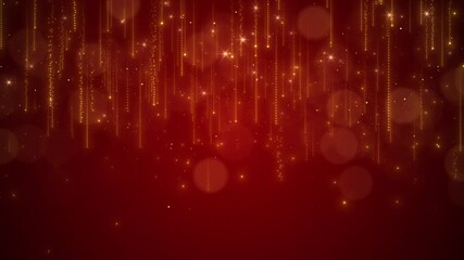 4K Red Bokeh lights. Holiday motion background. Luxury magical stardust sparkling particles award ceremony event, Digital Art Modern. 3D Particles event awards trailer titles cinematic concert openers