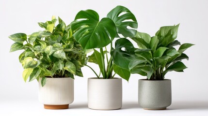 Assortment of Indoor Plant Pots with Lush Green Foliage for Brightening Home or Office Spaces in Natural Light