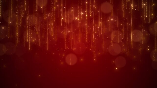 4K Red Bokeh lights. Holiday motion background. Luxury magical stardust sparkling particles award ceremony event, Digital Art Modern. 3D Particles event awards trailer titles cinematic concert openers