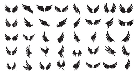 Fototapeta premium Vector Silhouette Wing Icons Collection